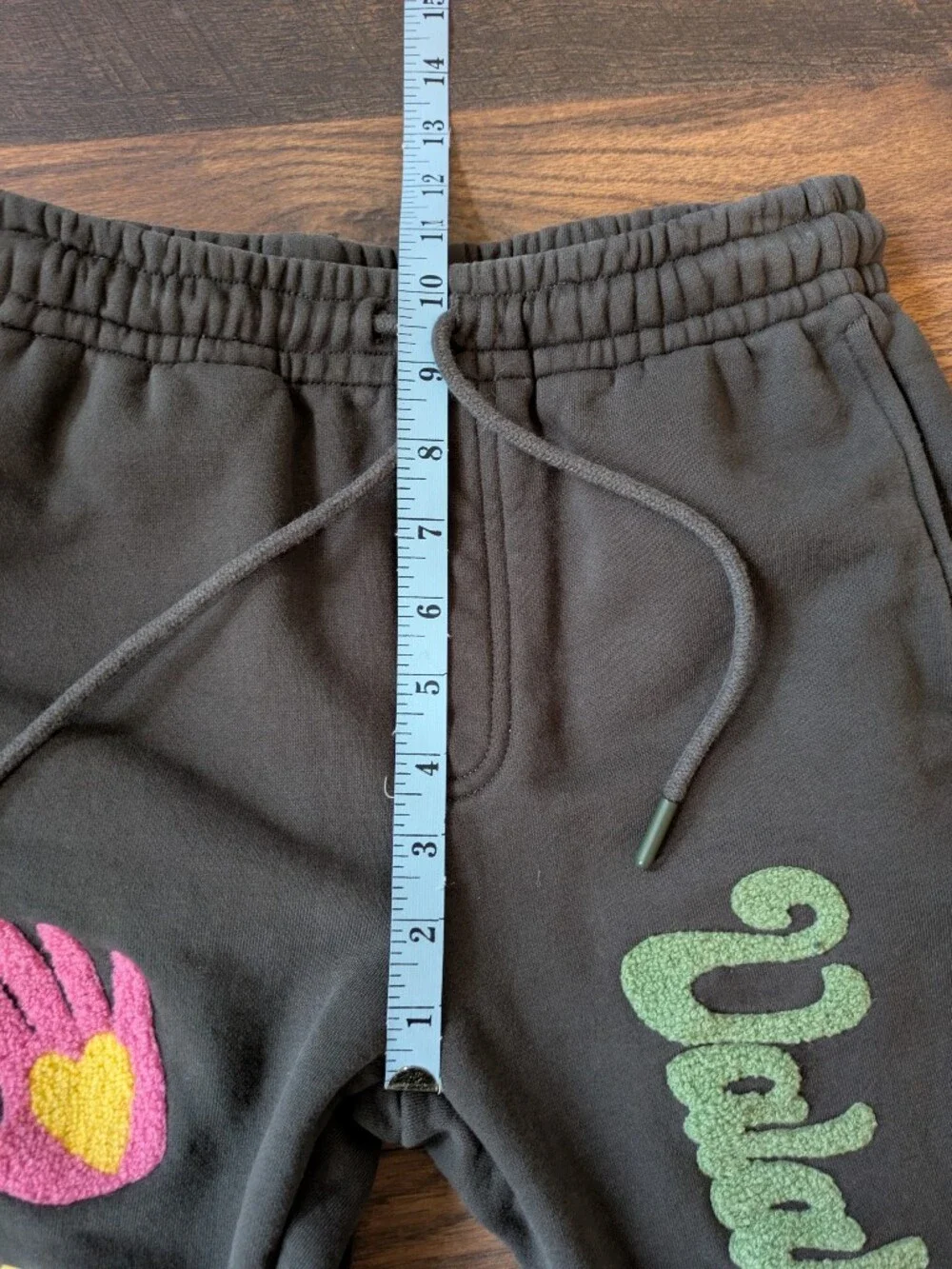 Valabasas Play Kids Sweatpants Size 14 Faded Gray Flare Joggers Chenille Patch